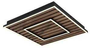 Globo 67345D1 WOODY - Stropní LED svítidlo v černé barvě s MDF dřevem, LED 36W, 3000K, 45 x 45cm (Moderní LED stropní svítidlo se vzhledem dřevěných akustických panelů)