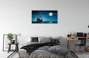 Obrazy na plátně Sea city měsíc loď 100x50 cm
