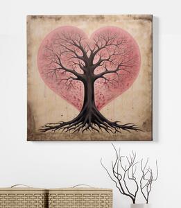 Obraz na plátně - Strom života ve tvaru srdce FeelHappy.cz Velikost obrazu: 40 x 40 cm