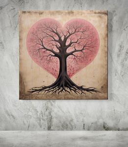Obraz na plátně - Strom života ve tvaru srdce FeelHappy.cz Velikost obrazu: 40 x 40 cm