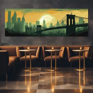 Obraz na plátně - Brooklynský most v New Yorku ve stylu Art Deco FeelHappy.cz Velikost obrazu: 60 x 20 cm