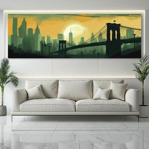 Obraz na plátně - Brooklynský most v New Yorku ve stylu Art Deco FeelHappy.cz Velikost obrazu: 60 x 20 cm