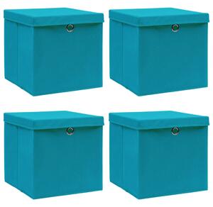 Úložné boxy s víky 4 ks bledě modré 32 x 32 x 32 cm textil