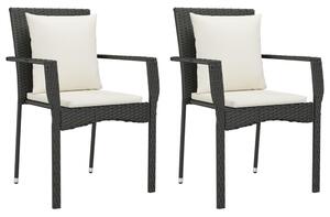 7dílný zahradní jídelní set s poduškami černý polyratan