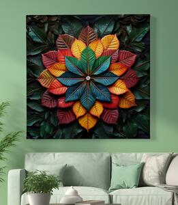 Obraz na plátně - Mandala barevné listy FeelHappy.cz Velikost obrazu: 40 x 40 cm