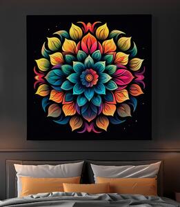 Obraz na plátně - Mandala barevný květ FeelHappy.cz Velikost obrazu: 120 x 120 cm