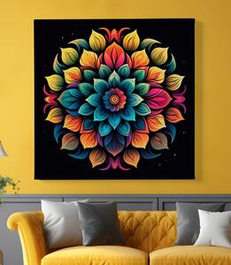 Obraz na plátně - Mandala barevný květ FeelHappy.cz Velikost obrazu: 40 x 40 cm