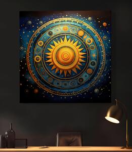 Obraz na plátně - Sluneční astrologická mandala FeelHappy.cz Velikost obrazu: 60 x 60 cm