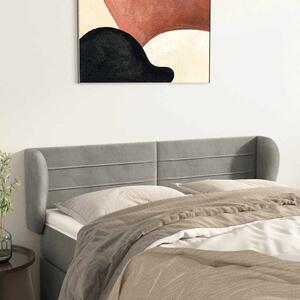 Čelo postele typu ušák světle šedé 147x23x78/88 cm samet 3117332