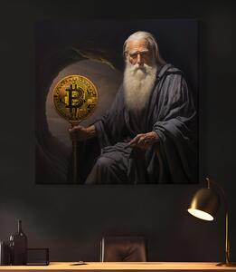 Obraz na plátně - Bitcoin strážce s žezlem FeelHappy.cz Velikost obrazu: 100 x 100 cm