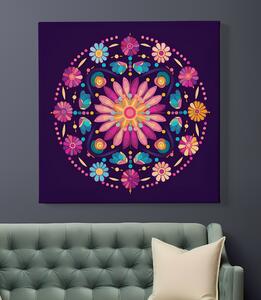 Obraz na plátně - Mandala květinové ornamenty FeelHappy.cz Velikost obrazu: 40 x 40 cm