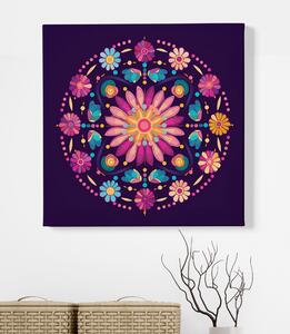 FeelHappy Obraz na plátně - Mandala květinové ornamenty Velikost obrazu: 120 x 120 cm