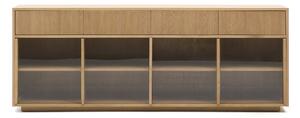Vitrína v dekoru dubu s posuvnými dveřmi v přírodní barvě 200x80x40 cm Helvine – Kave Home