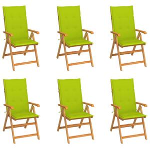 Zahradní židle 6 ks jasně zelené podušky masivní teak