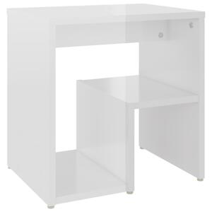 Noční stolek bílý s vysokým leskem 40 x 30 x 40 cm dřevotříska