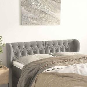 Čelo postele typu ušák světle šedé 163x23x78/88 cm samet 3117534