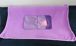 Bavlissimo Sametový polštářek a fleecová deka v jednom králíček fialová 110x160cm