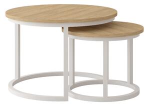 TRENTO konferenční stolek 2 kusy, dub hickory/bílá kov
