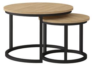 TRENTO konferenční stolek 2 kusy, dub hickory/černá kov