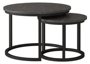 TRENTO konferenční stolek 2 kusy, mramor/černá kov