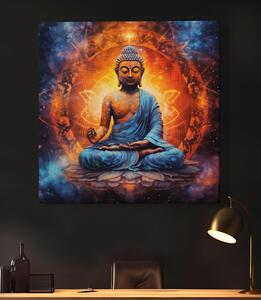 FeelHappy Obraz na plátně - Vesmírný buddha ohnivý kruh Velikost obrazu: 120 x 120 cm