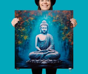Plakát - Sedící buddha na kamenném ostrůvku FeelHappy.cz Velikost plakátu: 40 x 40 cm
