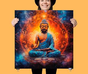 Plakát - Vesmírný buddha ohnivý kruh FeelHappy.cz Velikost plakátu: 40 x 40 cm