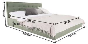 Manželská postel 180 cm Essie (s roštem) (mentolová). 1021284