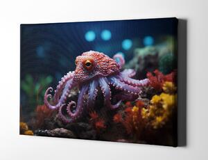 Obraz na plátně - Chobotnice ladně pluje po mořském korálu FeelHappy.cz Velikost obrazu: 210 x 140 cm