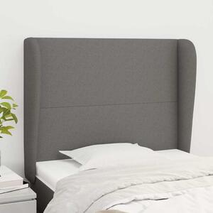 Čelo postele typu ušák tmavě šedé 103x23x118/128 cm textil 3117667