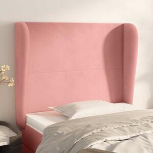 Čelo postele typu ušák růžové 83 x 23 x 118/128 cm samet 3117711