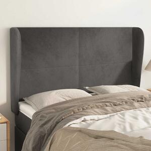Čelo postele typu ušák tmavě šedé 147x23x118/128 cm samet 3117725