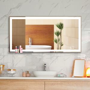 MMIRO, Koupelnové make-up zrcadlo s osvětlením a poličkou Bathroom Fashion BF3, 122x61 cm | stříbrná BF3