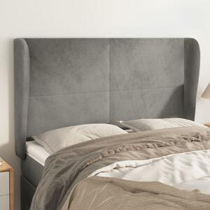Čelo postele typu ušák světle šedé 147x23x118/128 cm samet 3117724