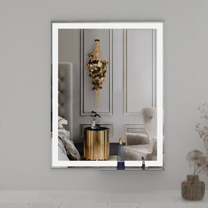 MMIRO, Koupelnové make-up zrcadlo s osvětlením a poličkou Bathroom Fashion BF2, 92x71 cm | stříbrná BF2