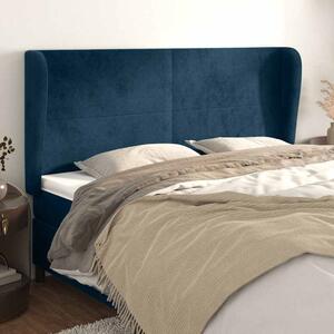 Čelo postele typu ušák tmavě modrá 203x23x118/128 cm samet 3117746