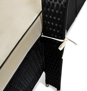 - Luxusní polohovací lehátko s kolečkem černé -krémové podoušky