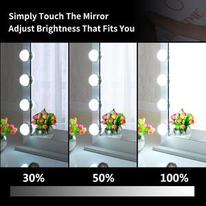 MMIRO, L615S, Hollywoodské make-up zrcadlo s LED osvětlením 70 x 55 cm | stříbrná L615S