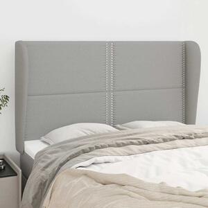 Čelo postele typu ušák světle šedé 147x23x118/128 cm textil 3117814