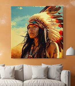 Obraz na plátně - Indiánská žena pouštní vítr FeelHappy.cz Velikost obrazu: 40 x 40 cm