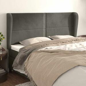 Čelo postele typu ušák tmavě šedé 203x23x118/128 cm samet 3117883