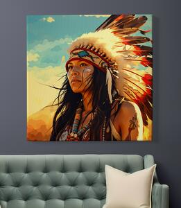 Obraz na plátně - Indiánská žena pouštní vítr FeelHappy.cz Velikost obrazu: 60 x 60 cm