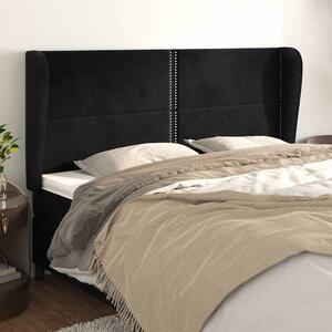 Čelo postele typu ušák černé 203x23x118/128 cm samet 3117884