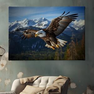 Obraz na plátně - Orel bělohlavý letí v horách FeelHappy.cz Velikost obrazu: 40 x 30 cm