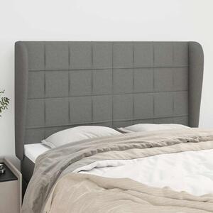 Čelo postele typu ušák tmavě šedé 147x23x118/128 cm textil 3117955