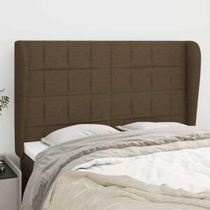 Čelo postele typu ušák tmavě hnědé 147x23x118/128 cm textil 3117957