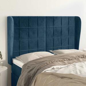 Čelo postele typu ušák tmavě modrá 147x23x118/128 cm samet 3118008