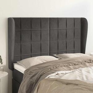 Čelo postele typu ušák tmavě šedé 147x23x118/128 cm samet 3118005
