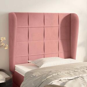Čelo postele typu ušák růžové 83 x 23 x 118/128 cm samet 3117991