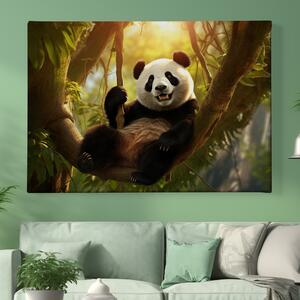 Obraz na plátně - Panda chilluje na stromě FeelHappy.cz Velikost obrazu: 150 x 100 cm